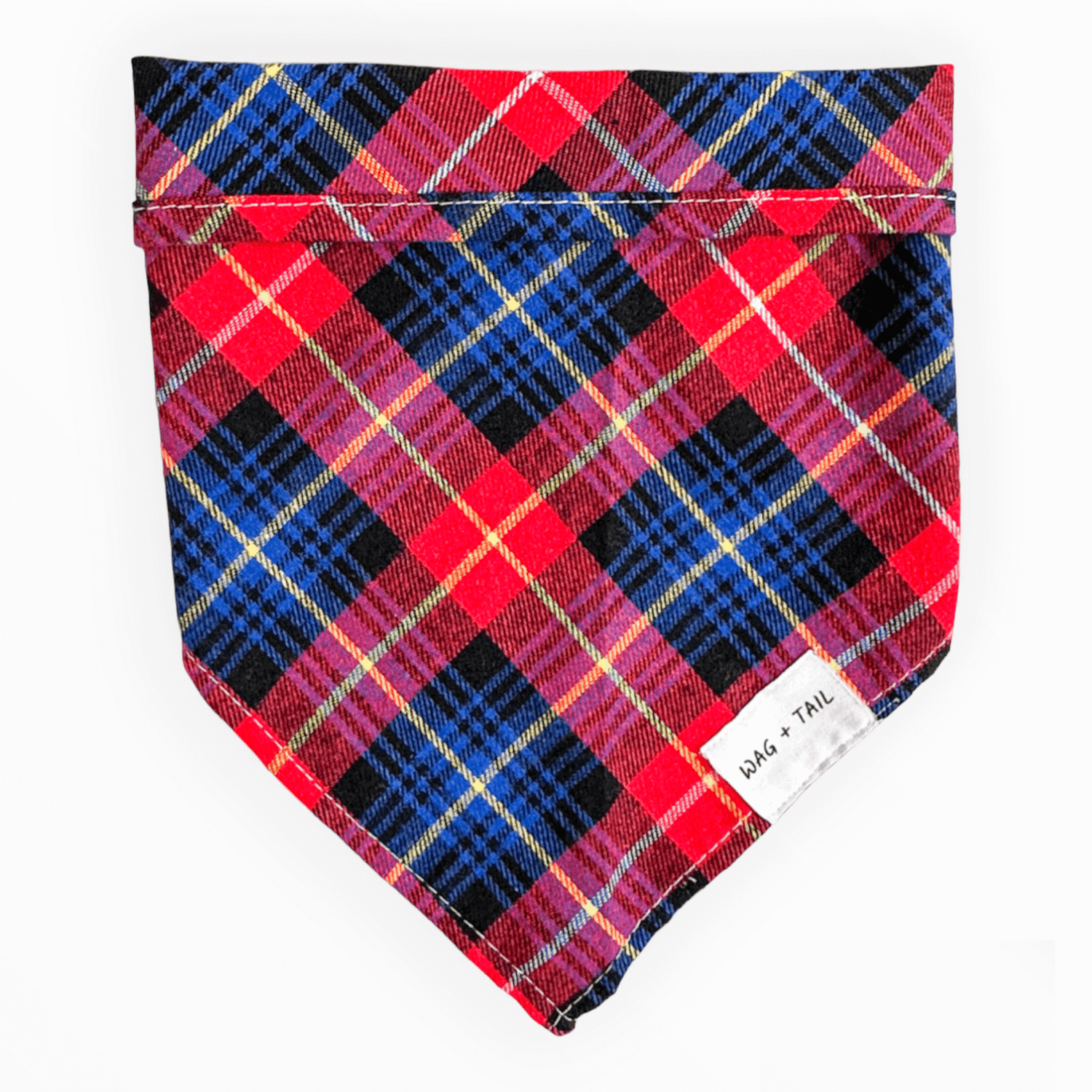 Red and Blue Plaid Dog Bandana - Stand Out on Your Walks with Your Pup | Wag + Tail