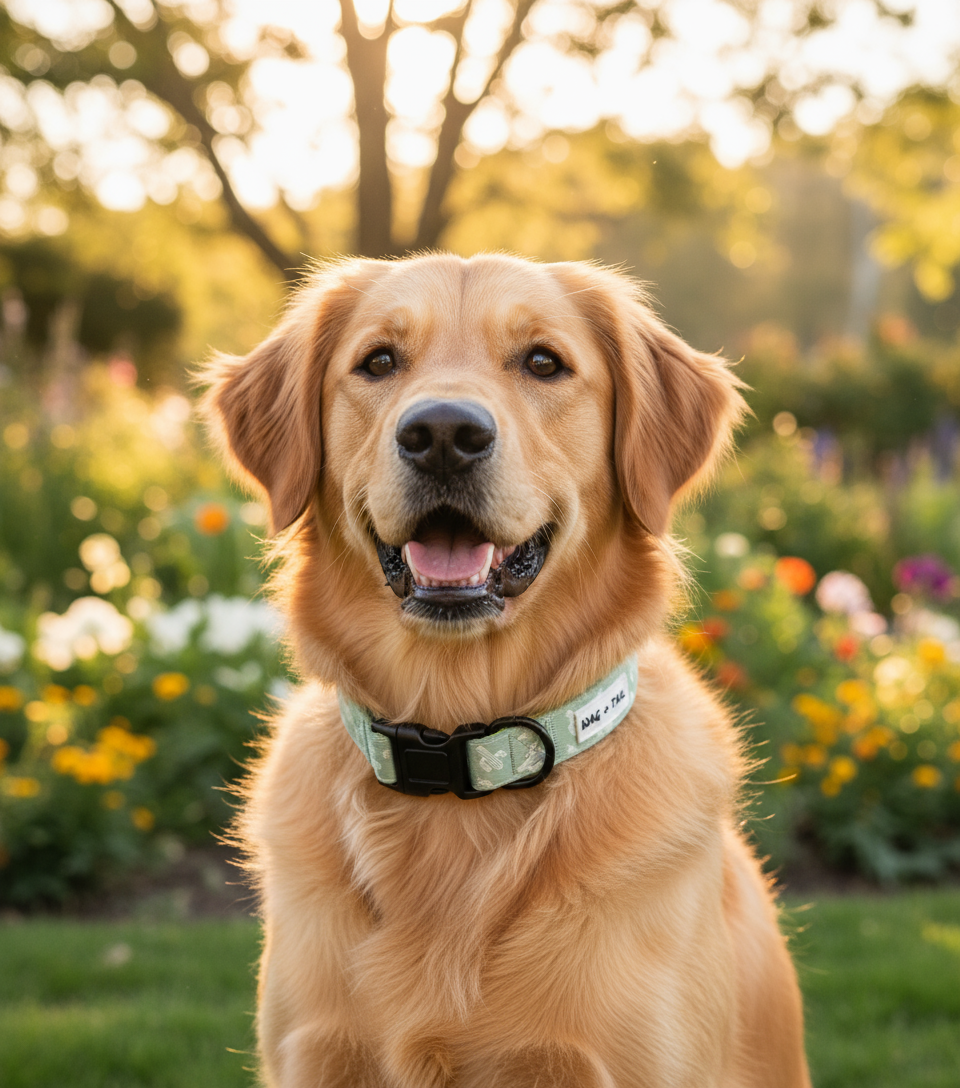 Lightweight adjustable dog collar with cactus pattern