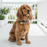 Wag + Tail Sapphire waterproof PVC dog collar in bold blue designed for outdoor and water-loving dogs