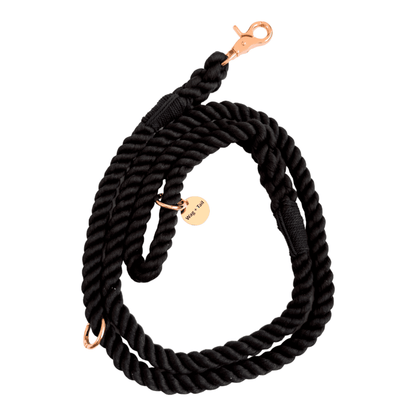 Ebony Black Dog Rope Leash for Large Breeds | Heavy-Duty Pet Leash | Wag + Tail