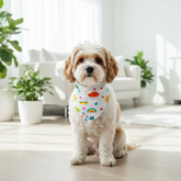 Holiday In The Sun reversible dog bandana with colorful print