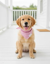 Wag + Tail Pink Bubble dog scarf with a soft textured design tied comfortably around a dog’s neck