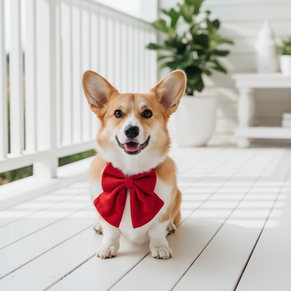 Wag + Tail Ruby Luxe dog bow tie collar in elegant red