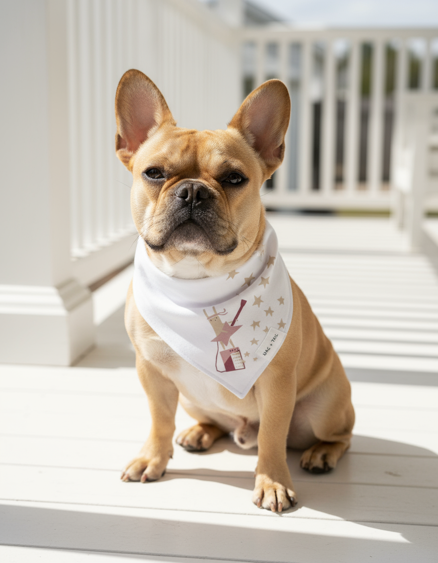 Wag + Tail snap-on star bandana for dogs offering a playful look with a comfortable fit