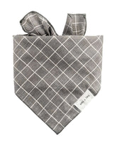 Midnight Stripe tie-on dog scarf with a polished deep-tone striped pattern