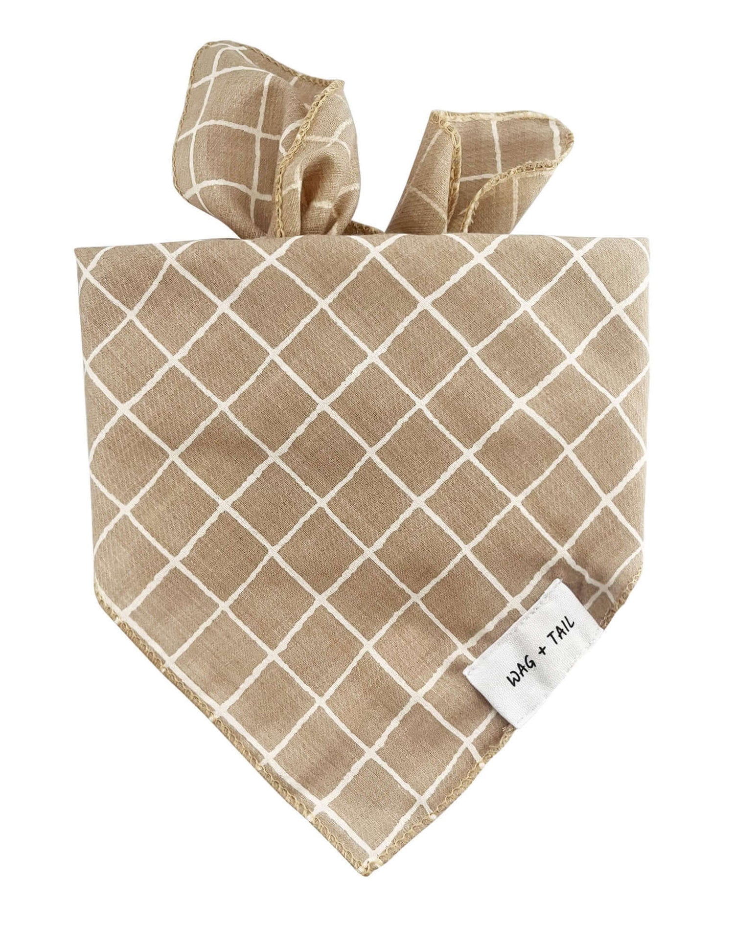 Latte Stripe warm neutral dog scarf offering a calm and stylish tie-on accessory