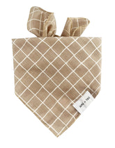 Latte Stripe warm neutral dog scarf offering a calm and stylish tie-on accessory