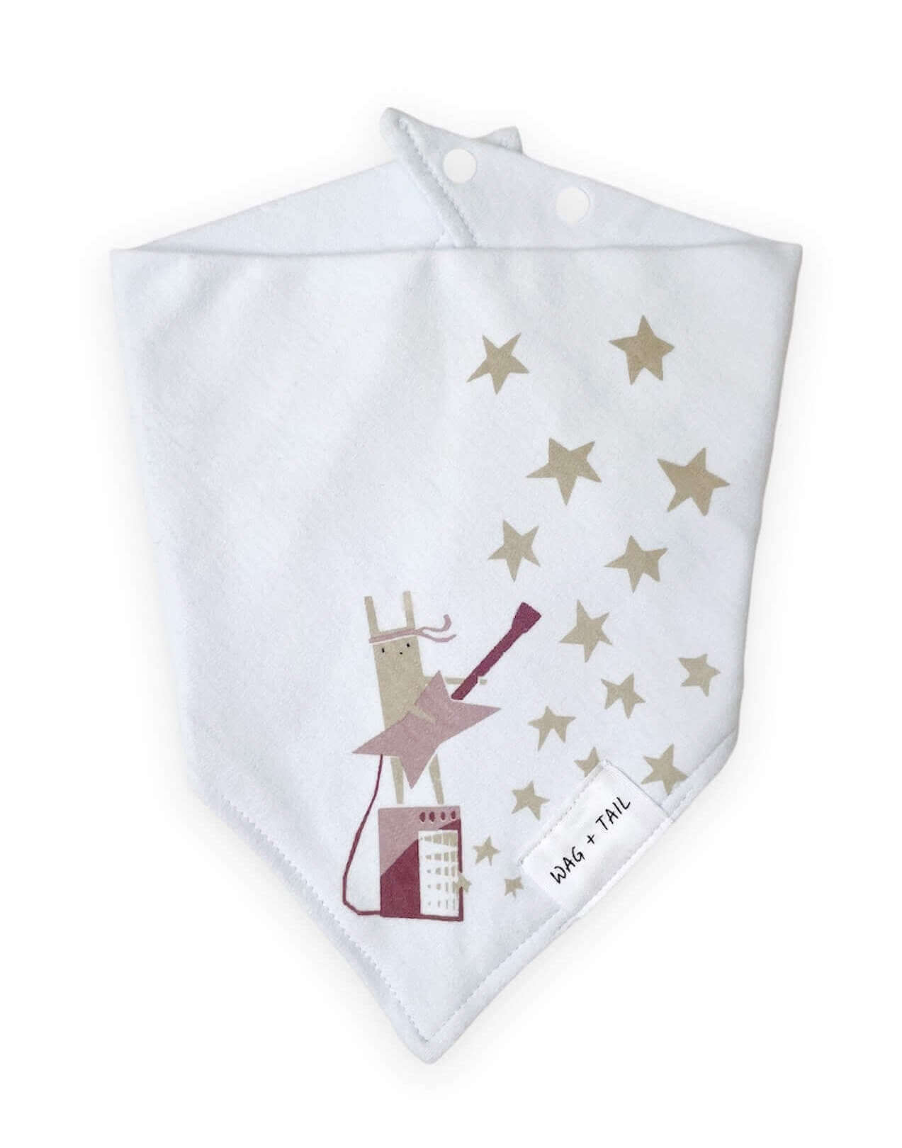Wag + Tail Star Power snap-on dog bandana with bold star print for stylish everyday wear