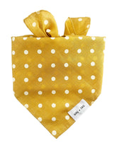 Lightweight tie-on spotted pet scarf in cheerful sunshine tones for everyday style