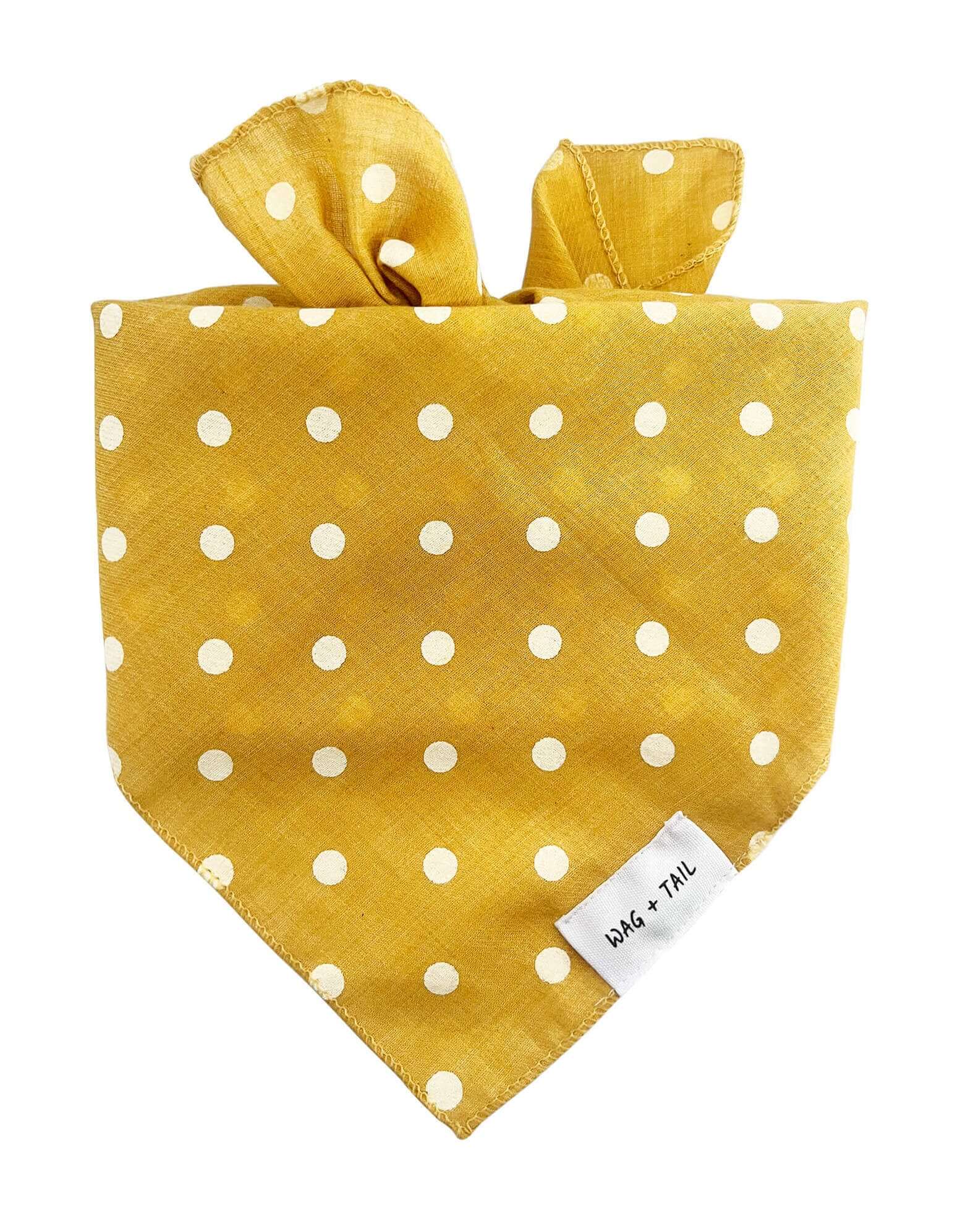 Lightweight tie-on spotted pet scarf in cheerful sunshine tones for everyday style